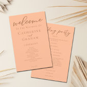 Peach Minimalistisch Script Summer Wedding Program