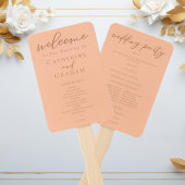 Peach Minimalistisch Script Summer Wedding Program Fächer