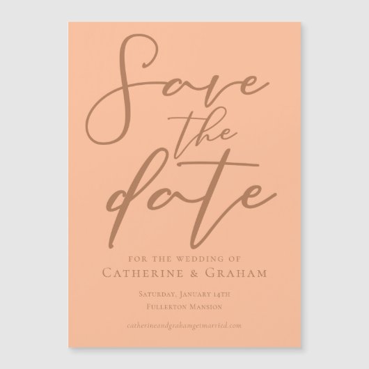 Peach Minimalistisch Summer Save the Date Magnet C (Vorderseite)