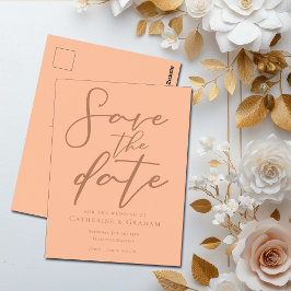 Peach Minimalistisch Typografy Summer Save the Dat Postkarte