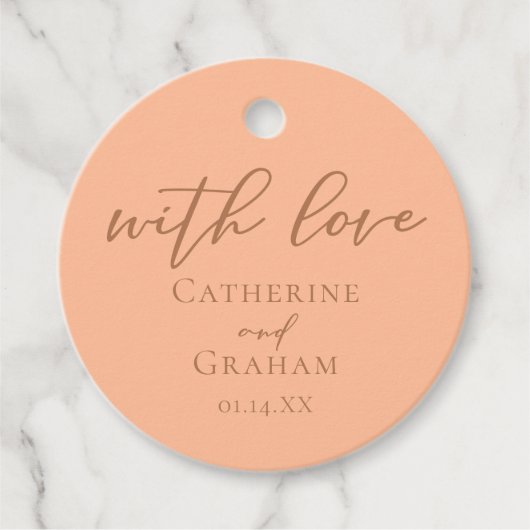 Peach Minimalistisch Typografy Summer Wedding Geschenkanhänger (Vorderseite)