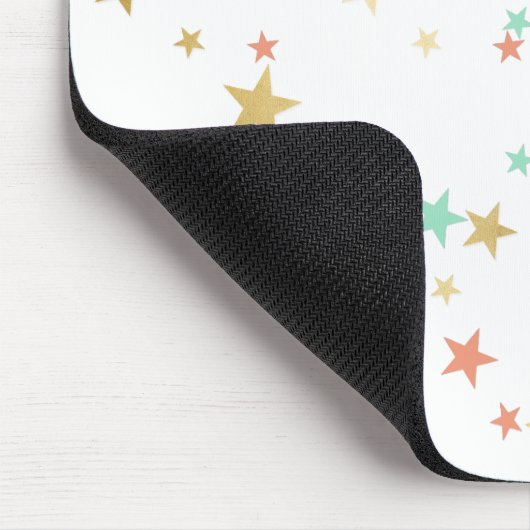 Peach, Mint and Gold Stars Confetti Monogram Mousepad (Ecke)