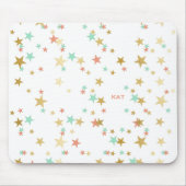 Peach, Mint and Gold Stars Confetti Monogram Mousepad (Vorne)