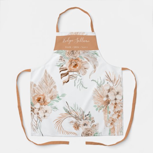 Peach Mint Beige Tropical Bouquets Schürze (Vorderseite)