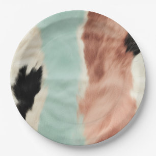 Peach Mint Cream Cowgirl Cowhide Pappteller