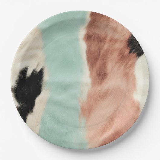 Peach Mint Cream Cowgirl Cowhide Pappteller (Vorderseite)