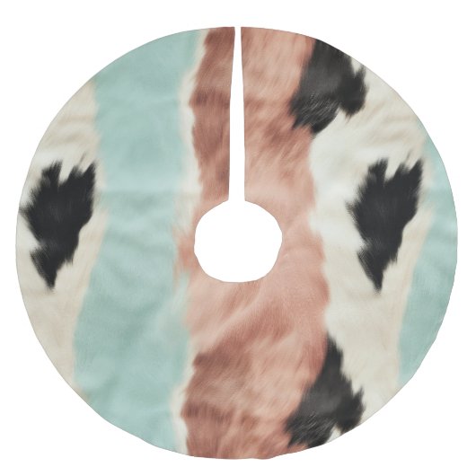 Peach Mint Cream Cowgirl Cowhide Polyester Weihnachtsbaumdecke (Vorderseite)
