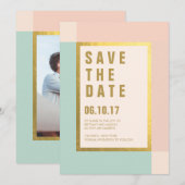 Peach Mint + Gold Foil Speichern Sie die Daten | Save The Date (Vorne/Hinten)
