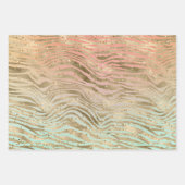 Peach Mint Gold Glitz Sparkle Tierdrucke Geschenkpapier Set (Vorderseite)