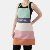 Peach Mint Moderne Farbblöcke Streifen personalisi Schürze (InSitu)