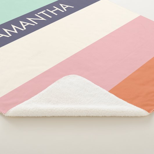 Peach Mint Moderne Farbblöcke Streifen personalisi Sherpadecke (3/4)