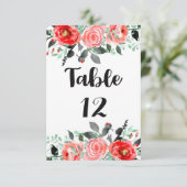 Peach & Mint Peony Floral Wedding Tischnummern (Stehend Vorderseite)