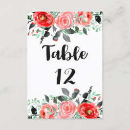 Peach & Mint Peony Floral Wedding Tischnummern