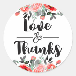 Peach & Mint Peony Wedding Liebe & Vielen Dank Runder Aufkleber