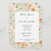 Peach Mint Pretty Rose Floral Bridal Shower Einladung (Vorne/Hinten)