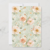 Peach Mint Pretty Rose Floral Wedding Einladung (Rückseite)
