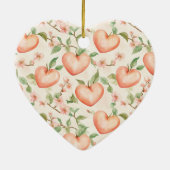 Peach Mint Pretty Roses Floral Stripes Keramik Ornament (Hinten)