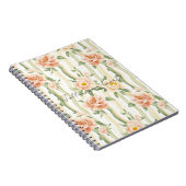 Peach Mint Pretty Roses Floral Stripes Notizblock (Rechte Seite)