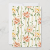 Peach Mint Roses Floral Stripes Birthday Einladung (Rückseite)