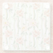 Peach Mint Roses Floral Stripes Birthday Glasuntersetzer (Rückseite)