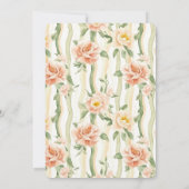 Peach Mint Roses Floral Stripes Bridal Shower Einladung (Rückseite)