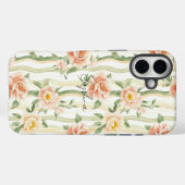 Peach Mint Roses Floral Stripes Case-Mate iPhone Hülle (Rückseite (Horizontal))