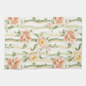 Peach Mint Roses Floral Stripes   Geschirrtuch (Horizontal)