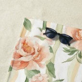 Peach Mint Roses Floral Stripes Strandtuch (Beispiel)