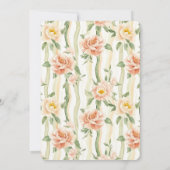Peach Mint Roses Floral Stripes Wedding Einladung (Rückseite)