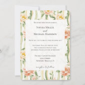 Peach Mint Roses Floral Stripes Wedding Einladung (Vorderseite)