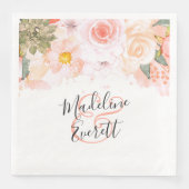 Peach & Mint Succulents Floral Monogram Wedding Serviette (Vorderseite)
