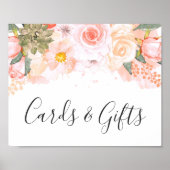 Peach & Mint Succulents Karten und Geschenktabelle Poster (Vorne)