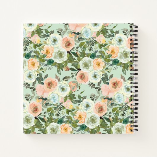 Peach Mint Wasserfarbe Blumenrezeptur Notizblock (Rückseite)