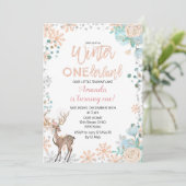 Peach Mint Winter ONEderland Schnee Einladung zum (Stehend Vorderseite)