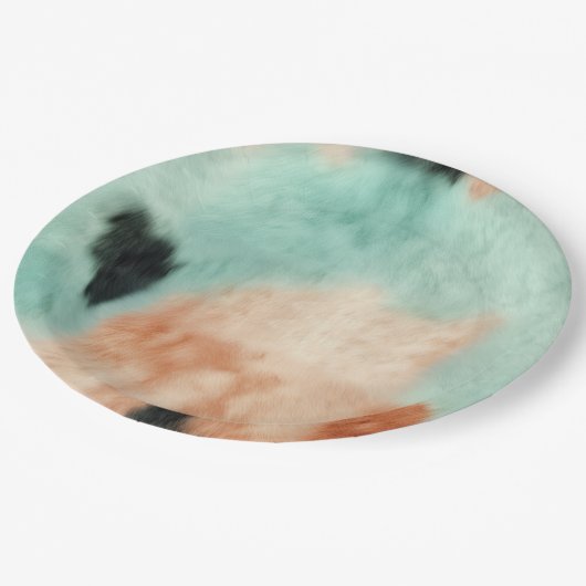 Peach Minze Cream Cowhide Pappteller (Schrägansicht)