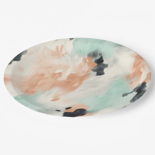 Peach Minze Cream Western Cowhide Pappteller (Schrägansicht)