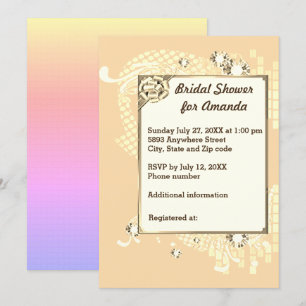 Peach mit Frame & Diamonds Image Brautparty Einladung