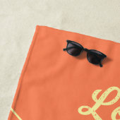 Peach Mitte Jahrhundert Gelbe Retro Dots Sommermon Strandtuch (Beispiel)