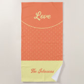 Peach Mitte Jahrhundert Gelbe Retro Dots Sommermon Strandtuch (Vorderseite)