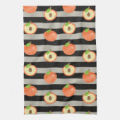 Peach Modern Black & White Strips Geschirrtuch (Vertikal)
