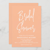 Peach Modern Calligraphy Bridal Dusche Einladung (Vorne/Hinten)