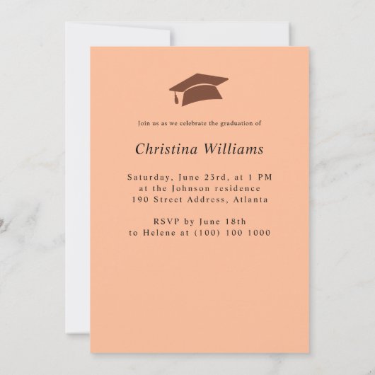 Peach Modern Elegant Arch Foto Graduation Party Einladung (Rückseite)