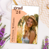 Peach Modern Elegant Arch Foto Graduation Party Einladung