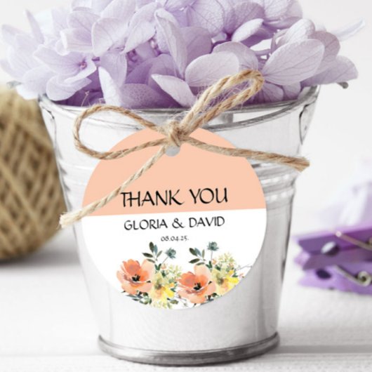 Peach Modern Floral Gastgeschenk Hochzeit Tags Geschenkanhänger