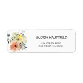 Peach Modern Floral Return Address Label (Vorne)