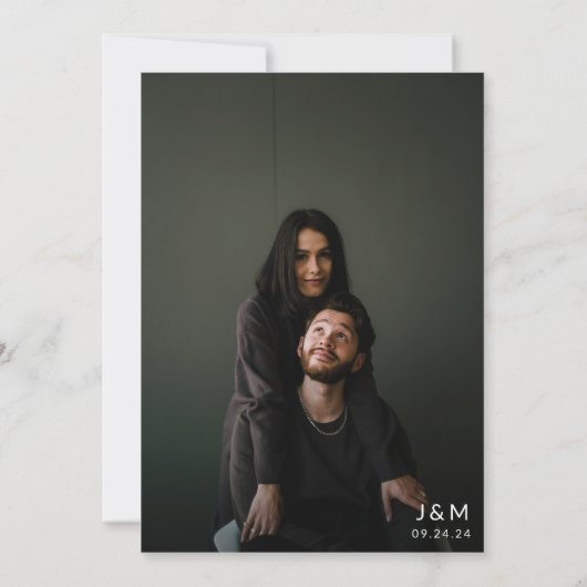 Peach Modern Foto Script Monogram QR code Wedding Einladung (Rückseite)