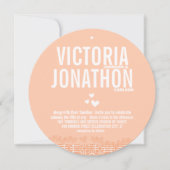 Peach Modern HeartsTypografy Wedding Einladung (Vorderseite)