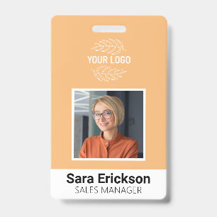 Peach Modern ID Card Business Employee QR Ausweis