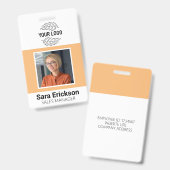 Peach Modern ID Card Business Mitarbeiter Ausweis (Vorder- & Rückseite)