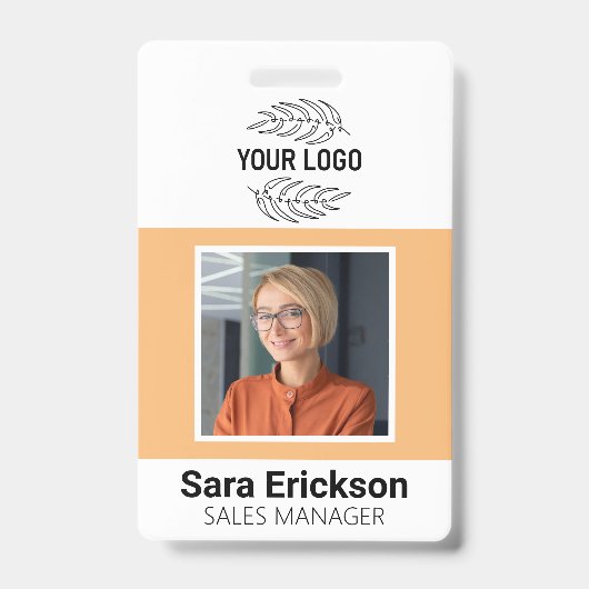 Peach Modern ID Card Business Mitarbeiter Ausweis (Vorderseite)
